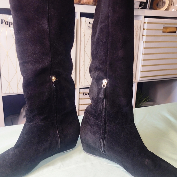 Prada Black Suede Knee Boots - Picture 4 of 8